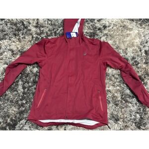 Size Large Asics Mens Dark Red Long Sleeve Lightweight Hooded Accelerate Jacket